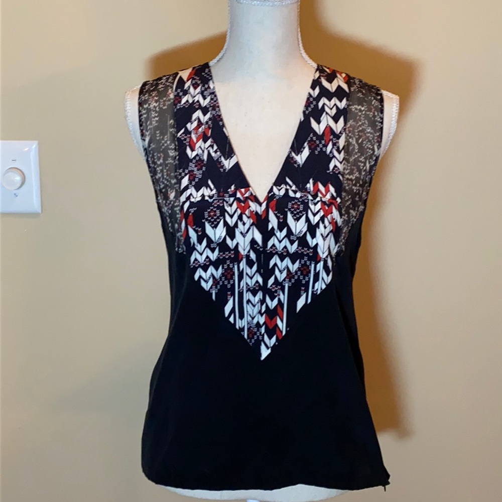 Prabal Garung Black Arrow Print Silk Top